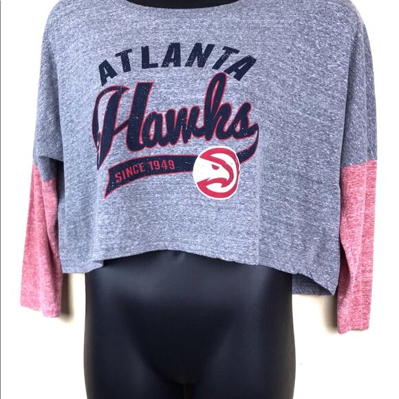 ATLANTA HAWKS Cropped Top Long Sleeved Sz XL - Picture 2 of 3